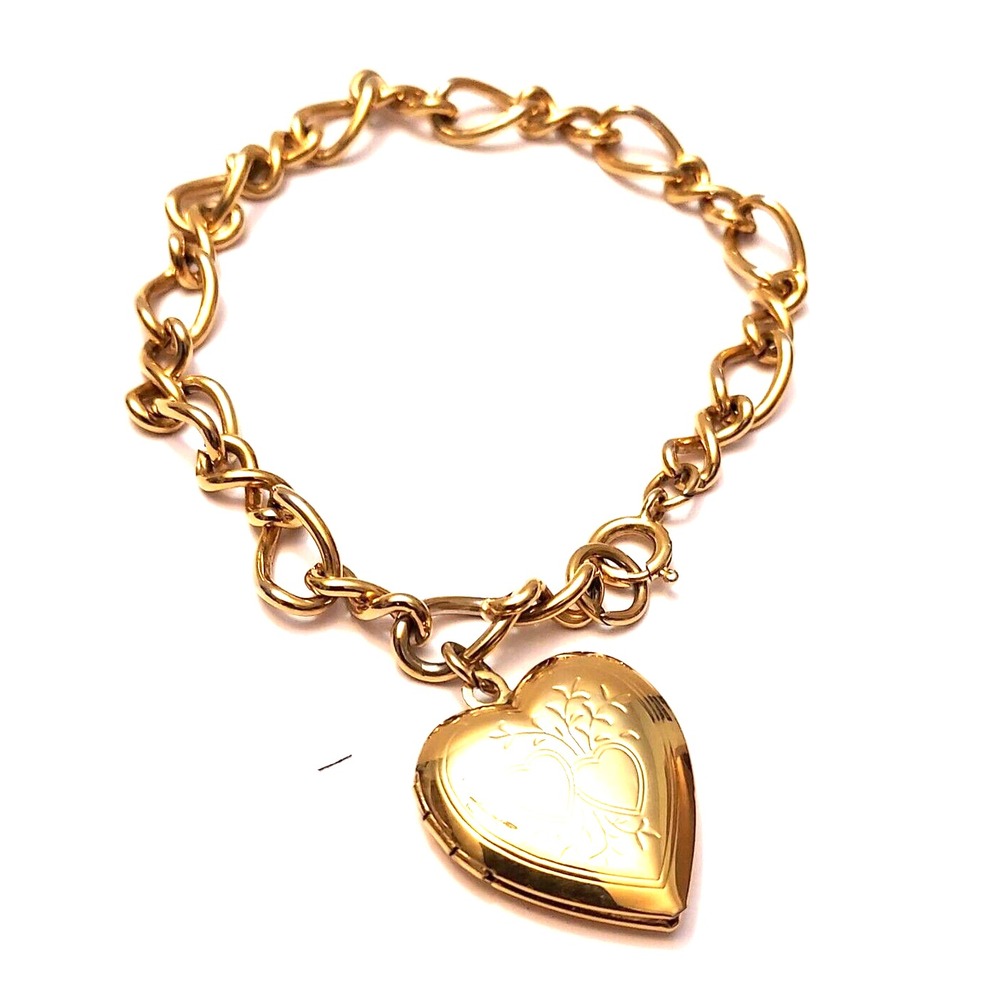 Heart Bracelet - Locket Gold Tone - 7.5" - FREE SHIPPING!